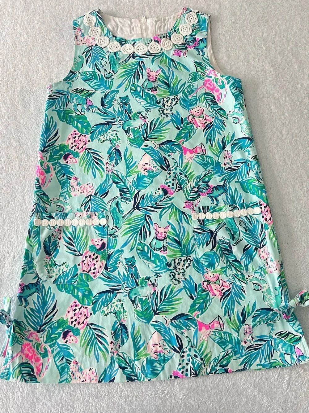Lilly Pulitzer shift dress Barking Up the Palm Tree print Girl size 8
